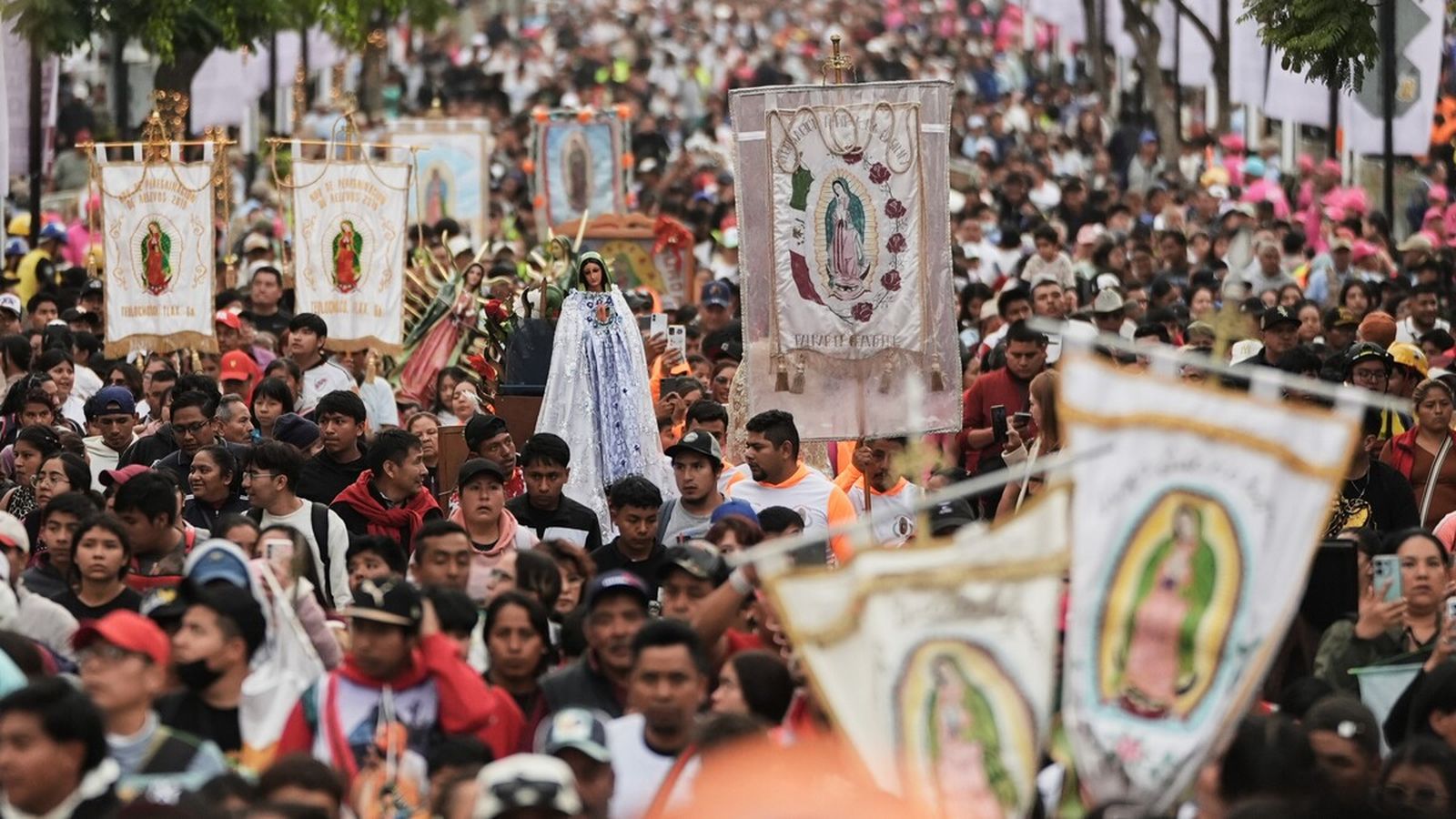 Multitud peregrinando el 12 de diciembre
