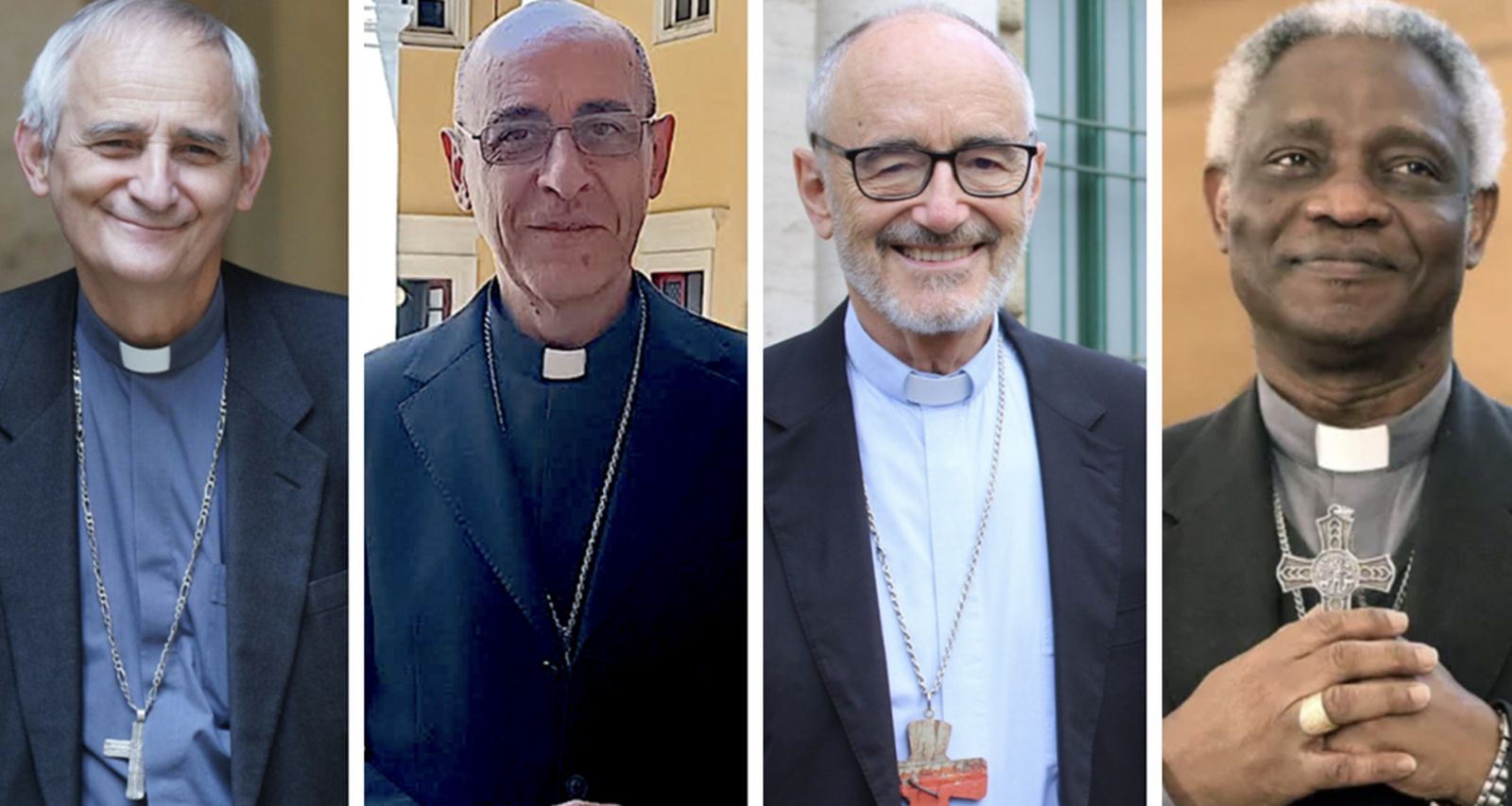 De izquierda a derecha, Zuppi, Fernández, Czerny y Turkson