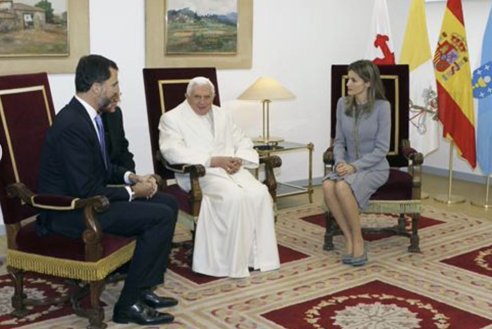 Con el príncipe Felipe y Doña Letizia en Compostela, en 2010