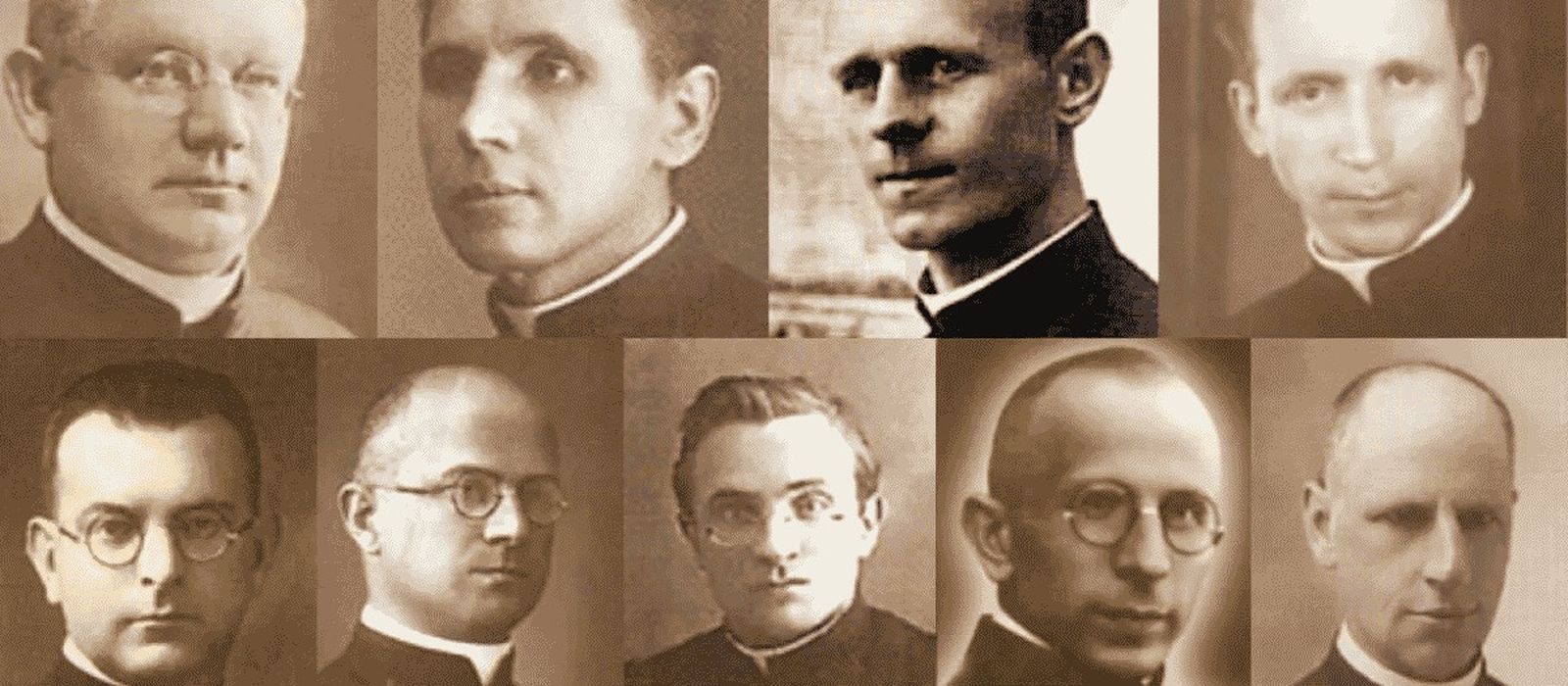 El padre Jan Świerc (extremo superior izquierdo) y sus compañeros mártires