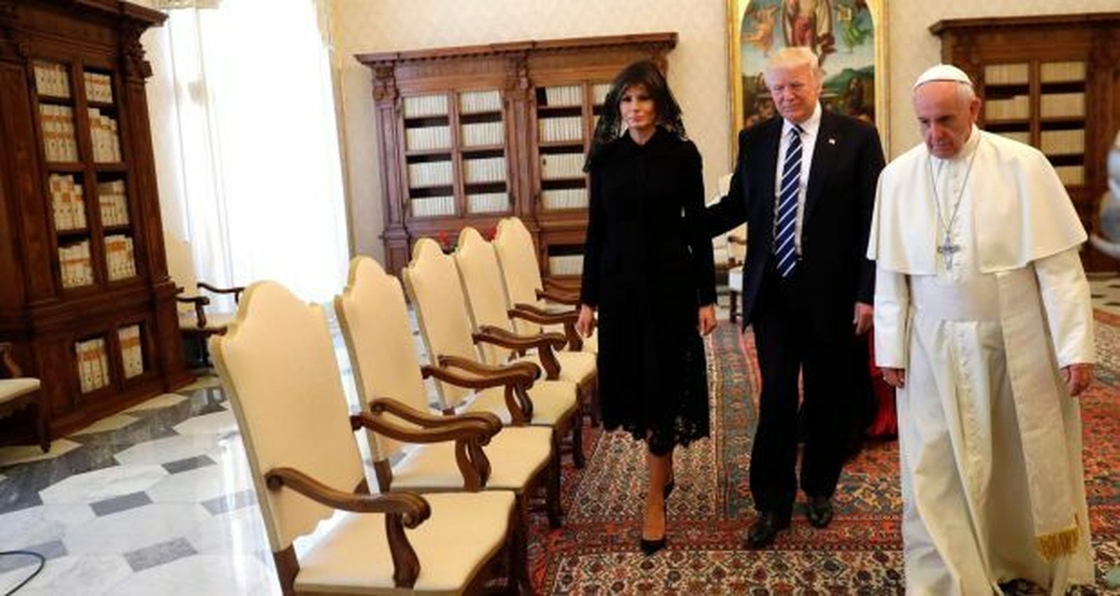 El Papa, Trump y su esposa, Melania