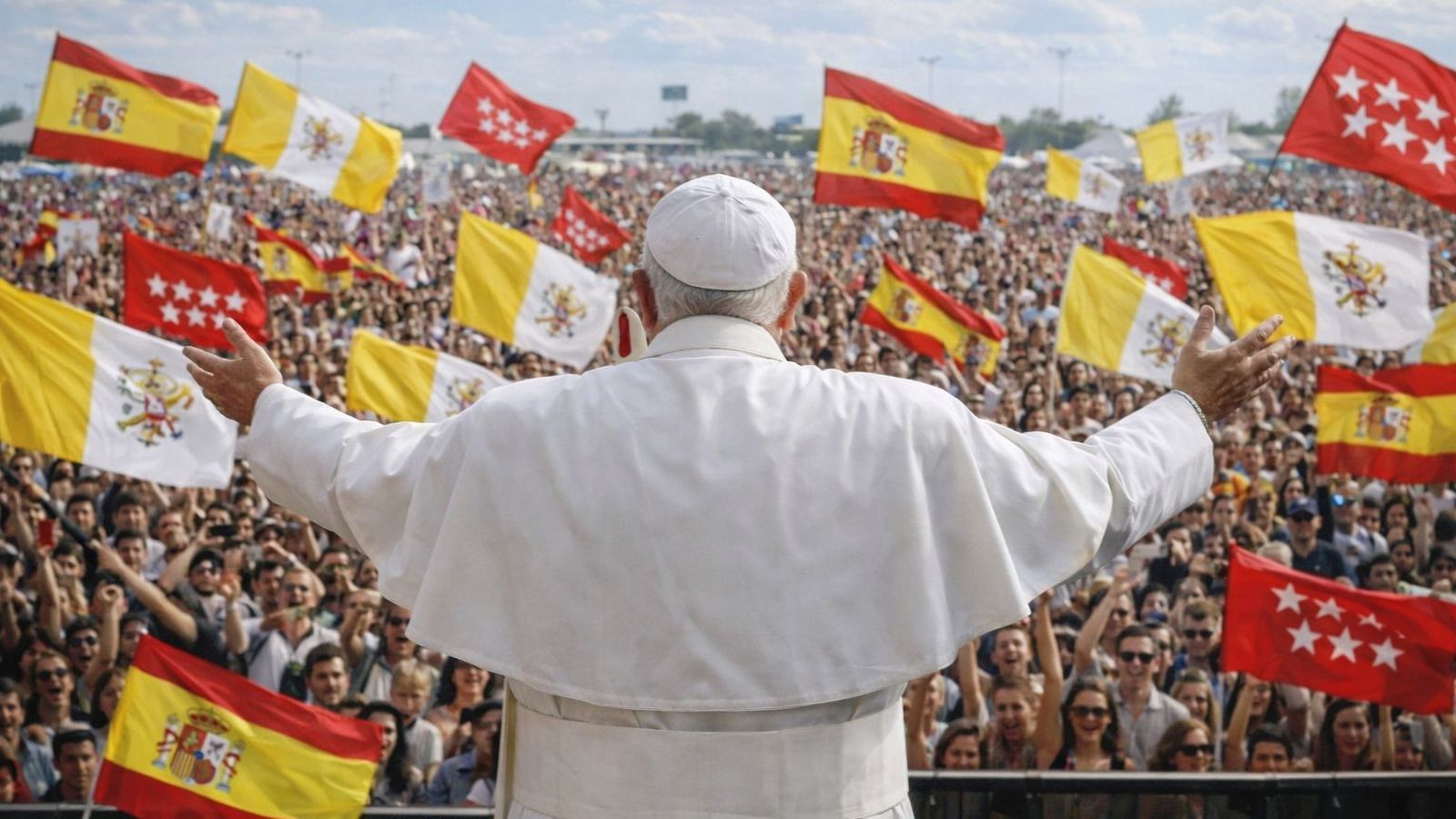 Fotomontaje del encuentro del Papa con los jóvenes en el Mad Cool
