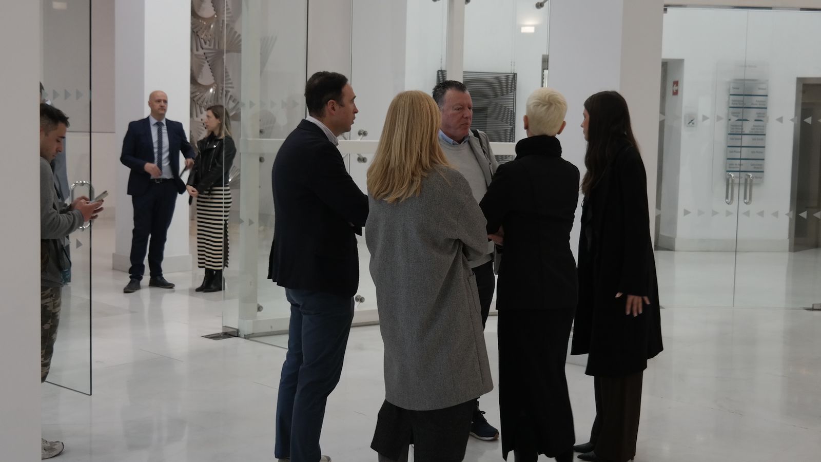 Un grupo de asistentes a la entrada al Congreso