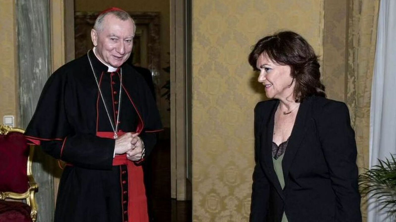 Pietro Parolin y Carmen Calvo