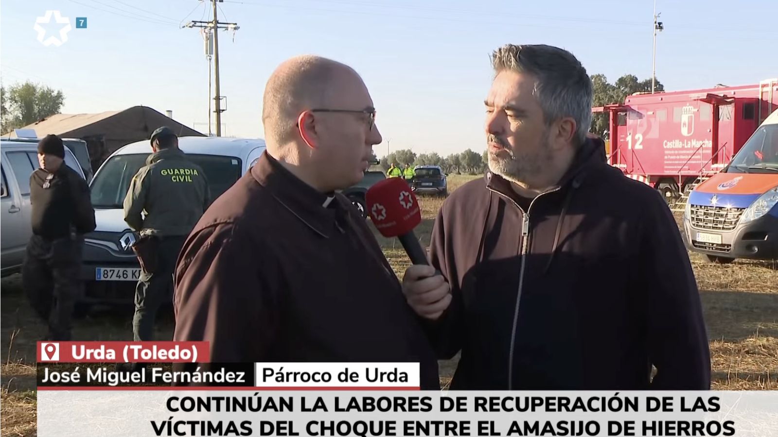 José Miguel Fernández, entrevistado por los medios presentes en el lugar del accidente
