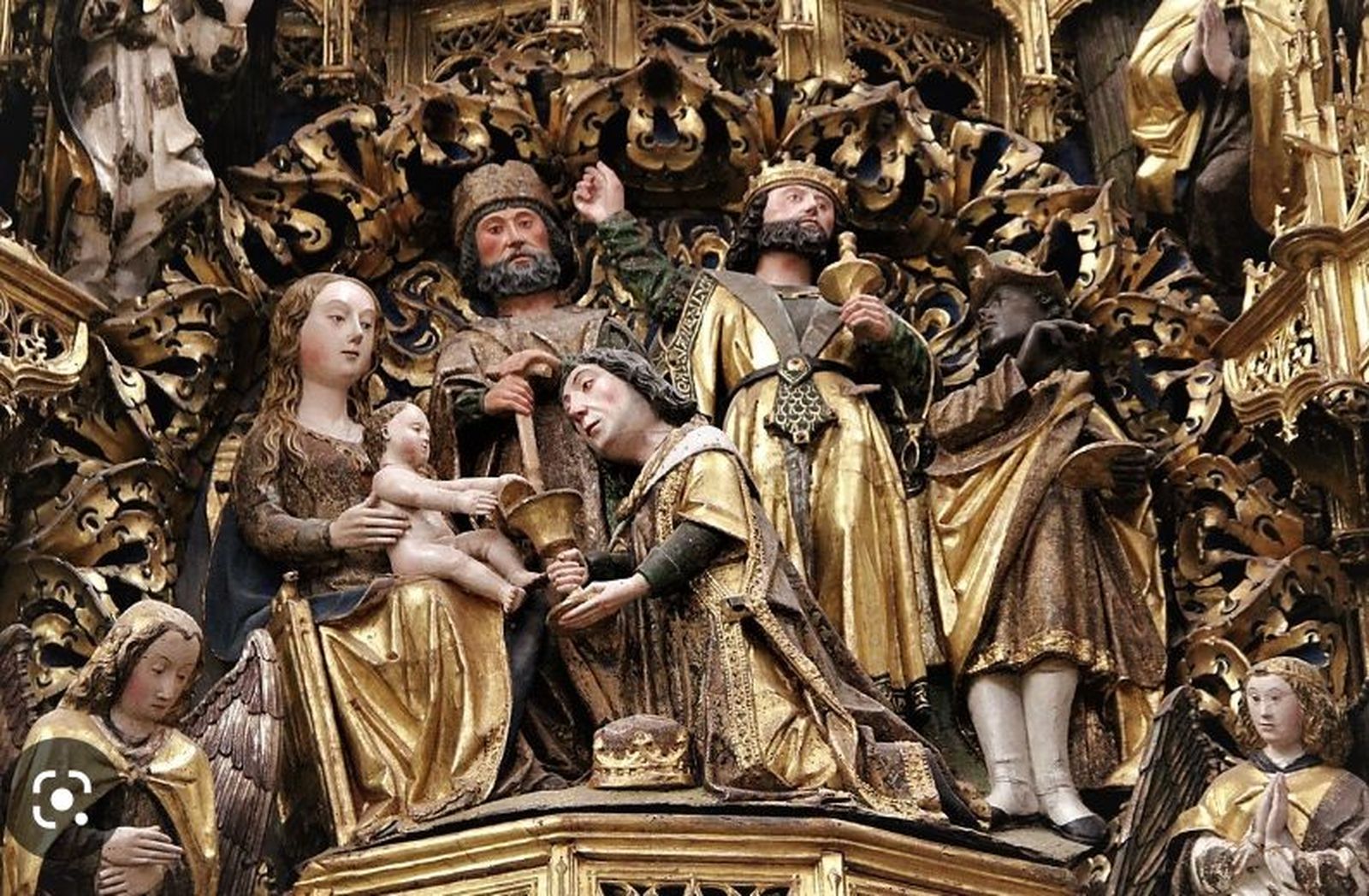 Detalle de la Epifanía en el retablo mayor de la Cartuja de Miraflores, Burgos, por Gil de Siloé