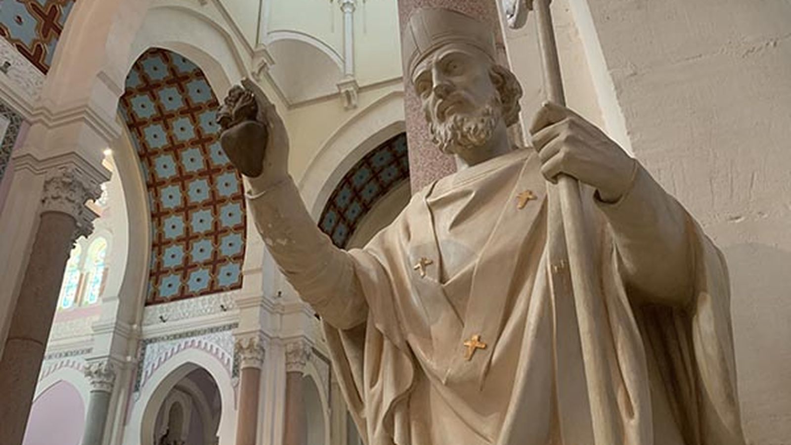 Imagen de San Agustín de Hipona, en la basílica de la ciudad natal argelina, orden que profesa León XIV