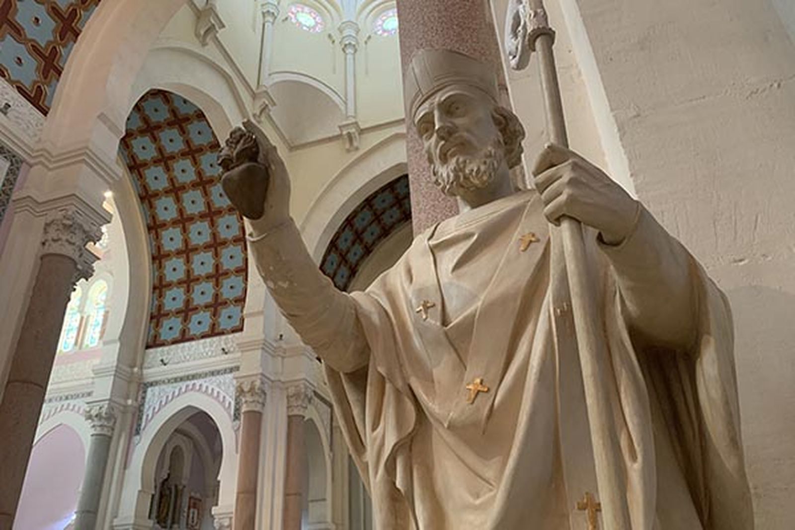 Imagen de San Agustín de Hipona, en la basílica de la ciudad natal argelina, orden que profesa León XIV