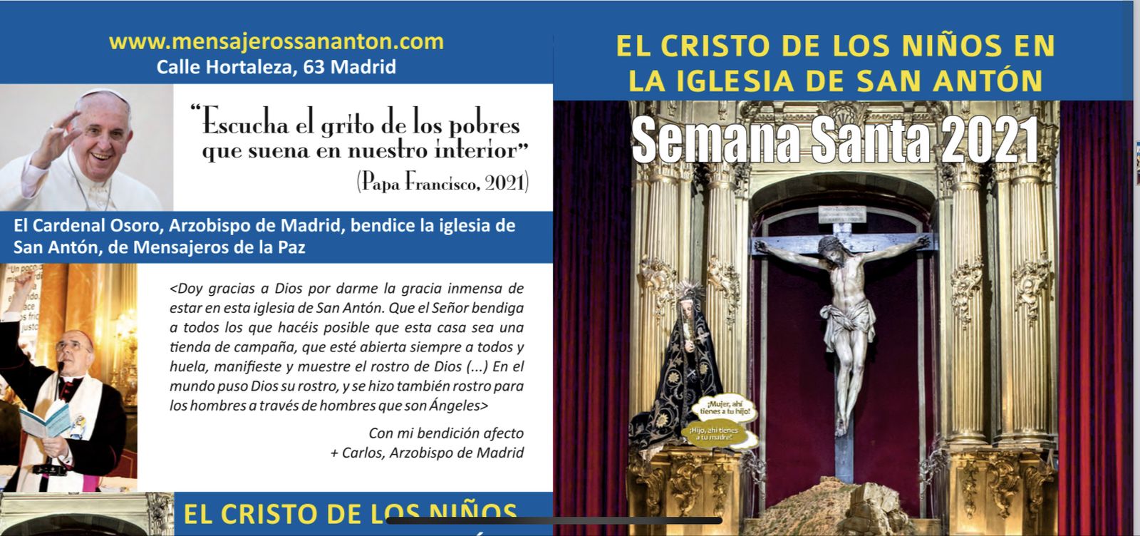 Misas al aire libre, y saetas vía Whatsapp: la Iglesia de San Antón publica su programación de Semana Santa 2021
