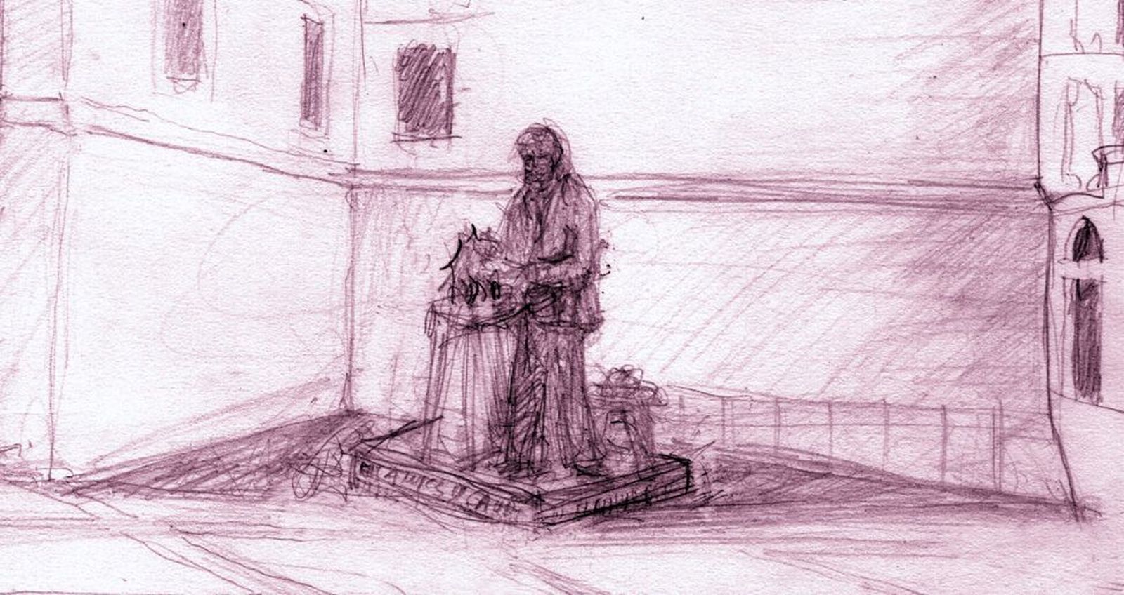 Boceto del grupo escultórico dedicado a Gaudí en Reus