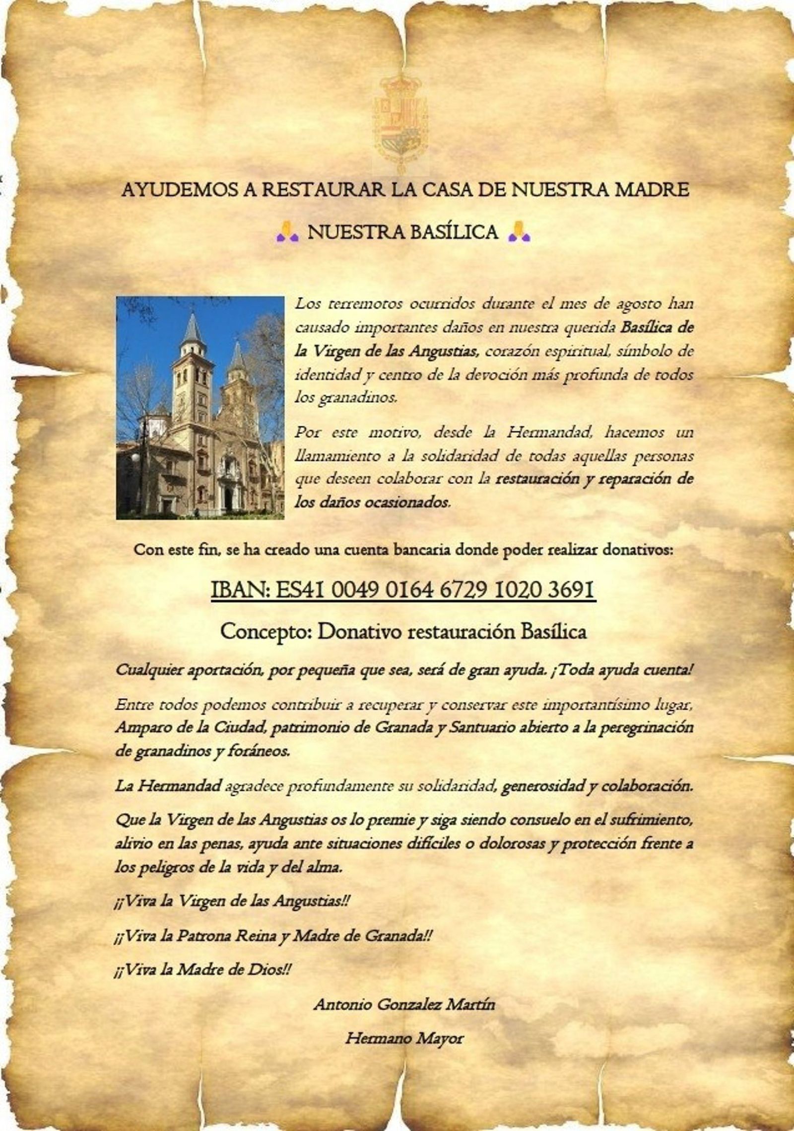 Anuncio de la colecta