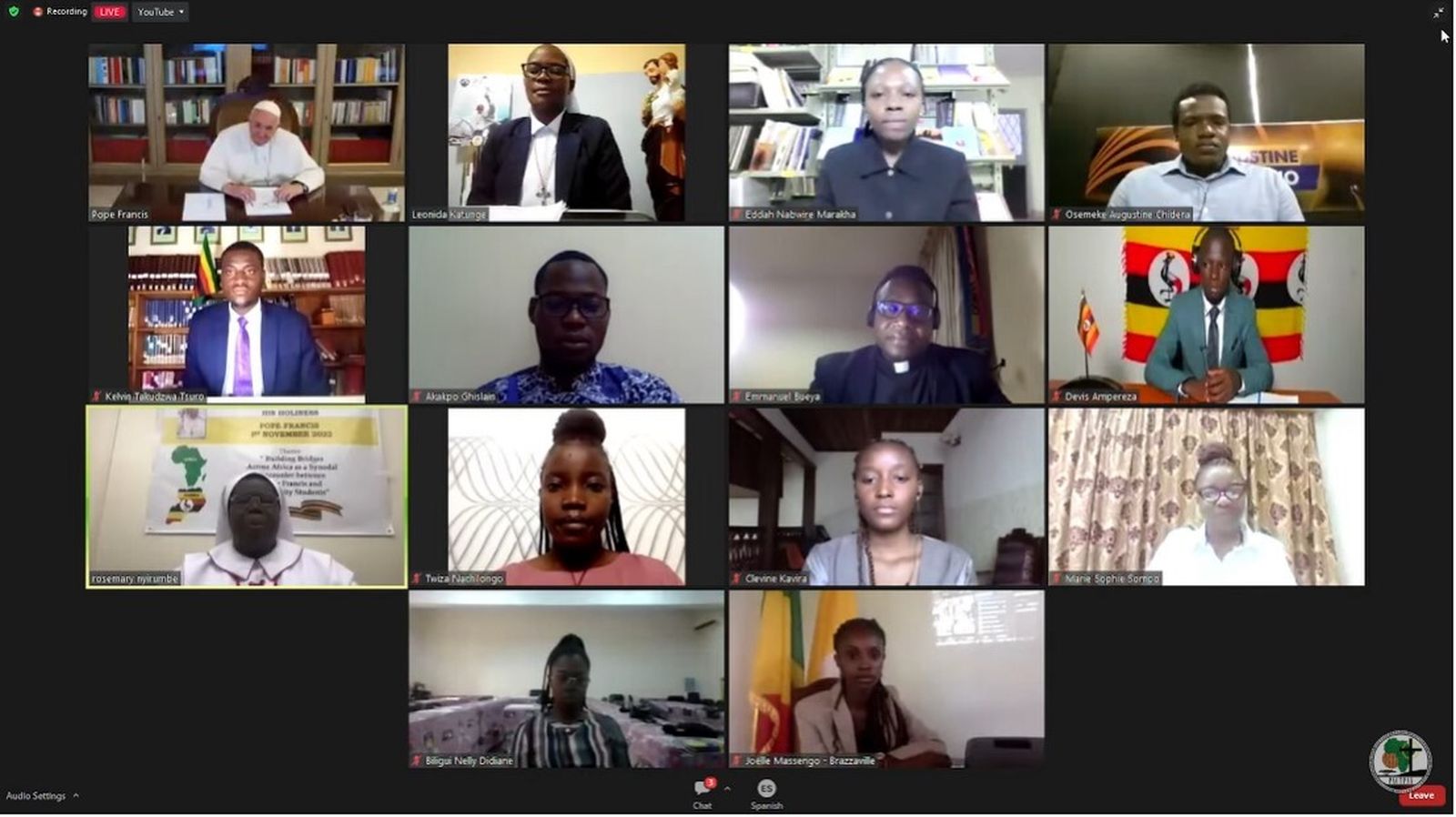 Papa Francisco con los universitarios africanos