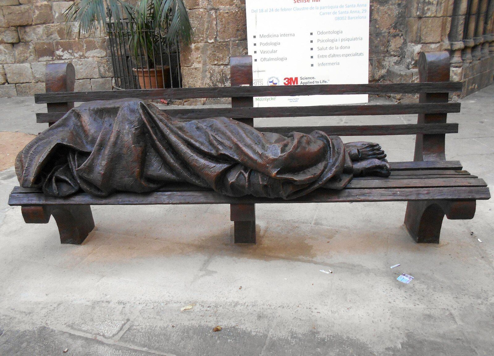 Homeless Jesus, Timothy Schmalz, en Barcelona