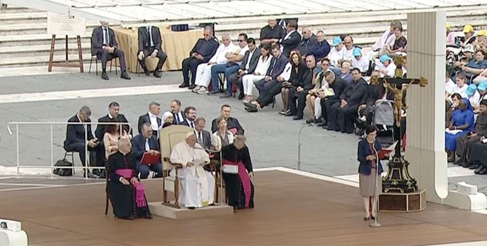 El papa, durante la audiencia de hoy