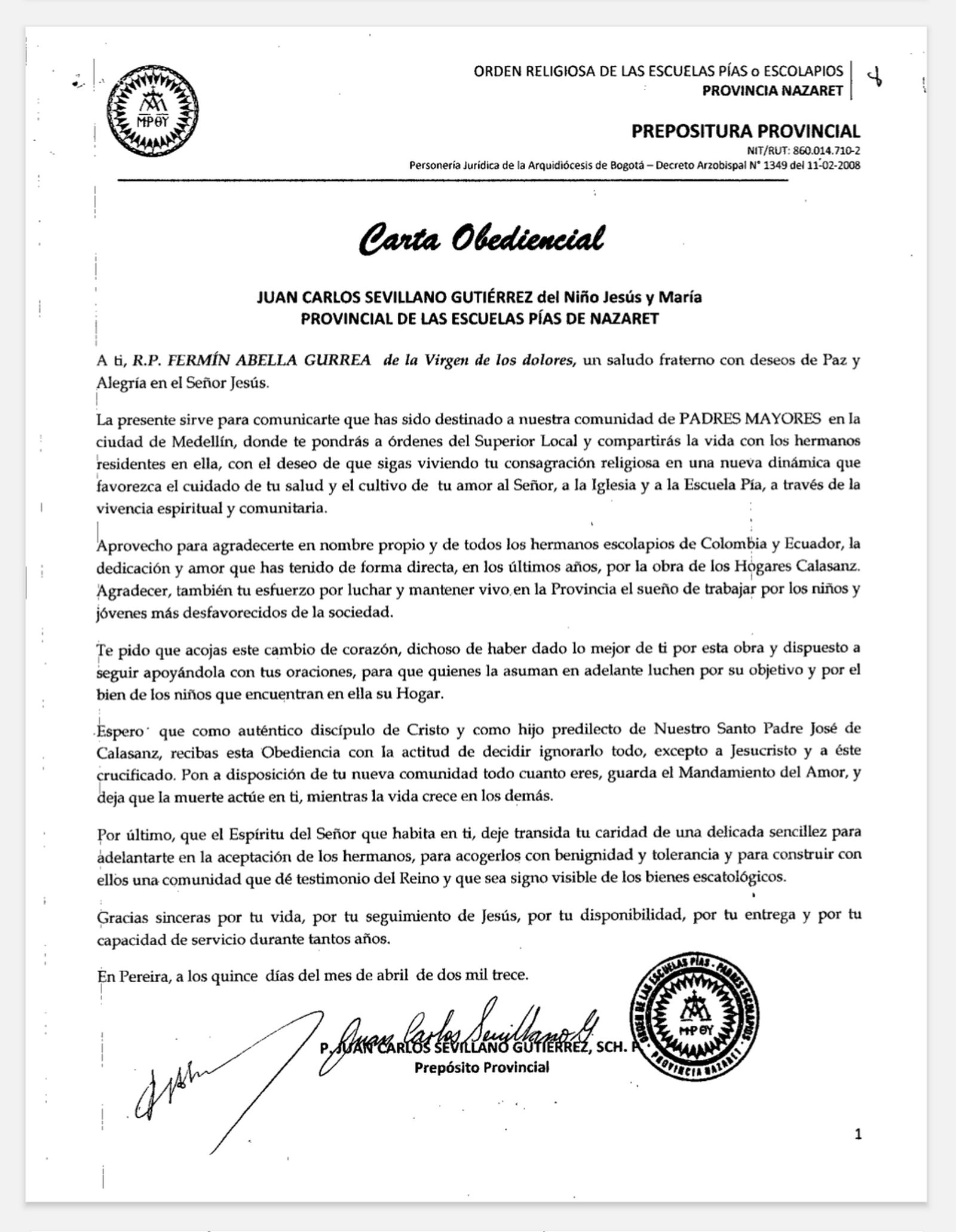 Documento de traslado
