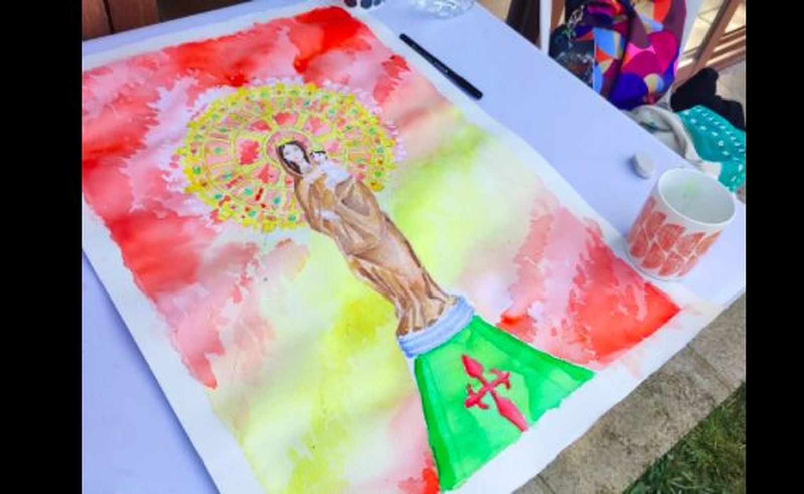 Acuarela de la Virgen del Pilar