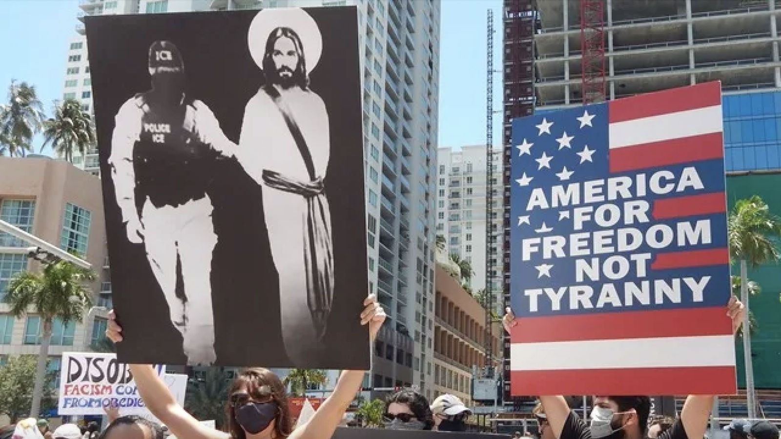 Una protesta contra Trump