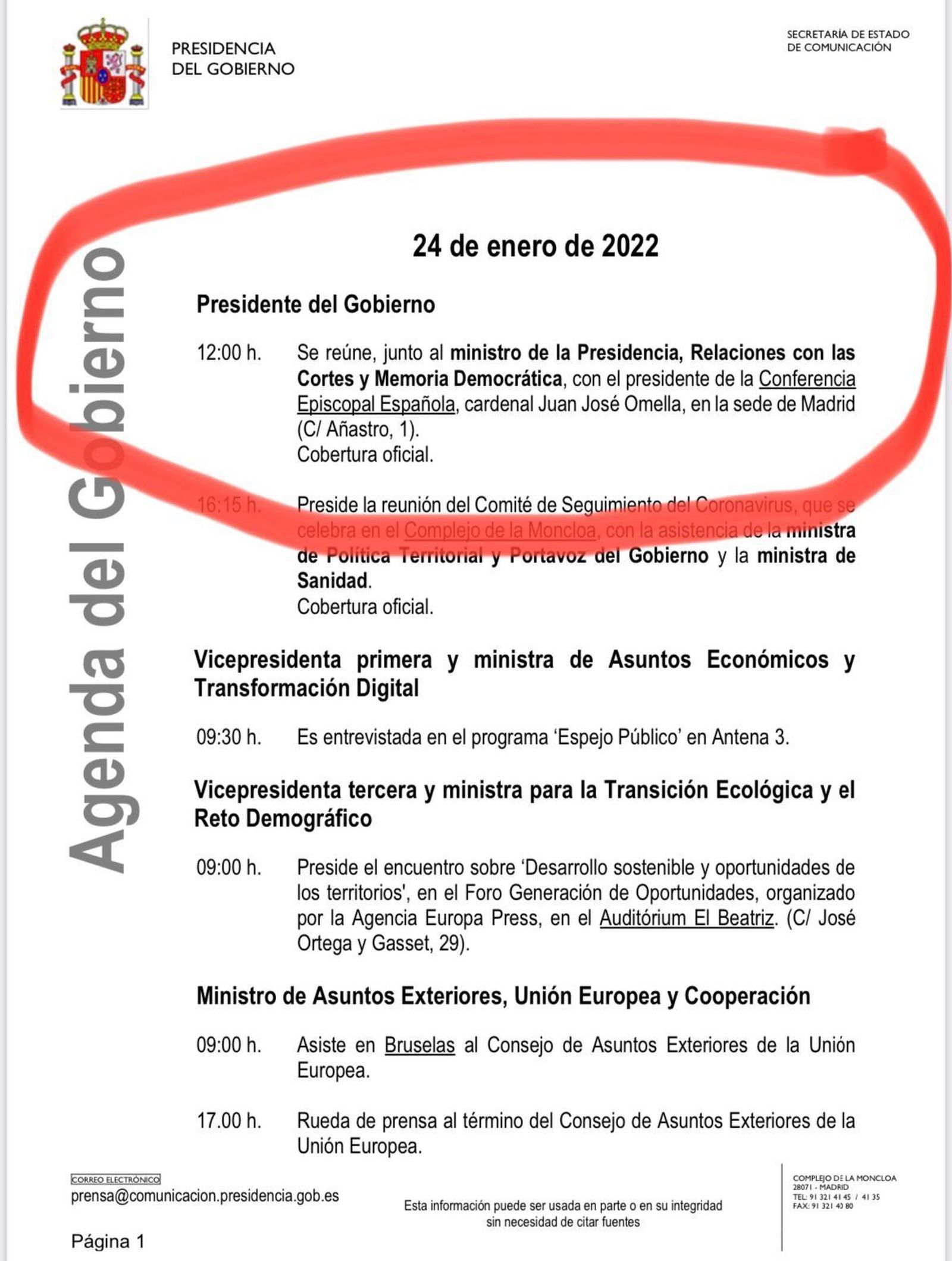 La reunión, en agenda