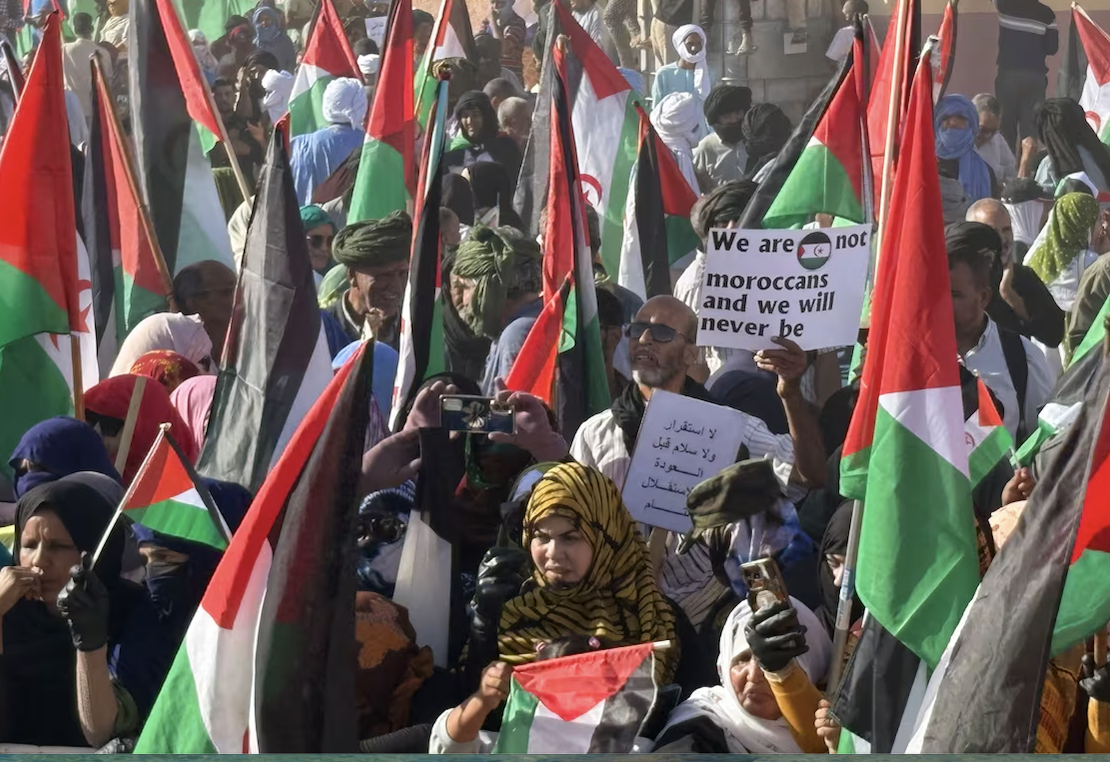 Manifestación en los campamentos de refugiados saharauis en Tindouf