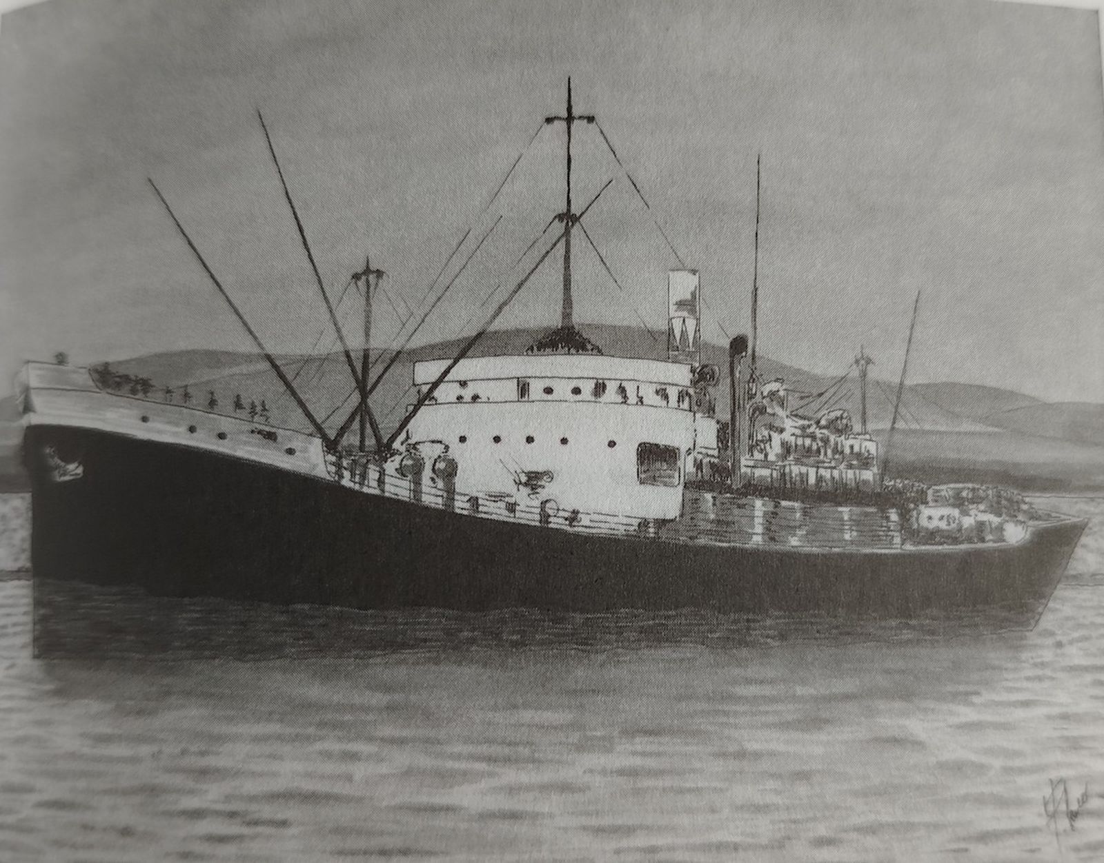 El barco prisión Alfonso Pérez, en la bahía de Santander