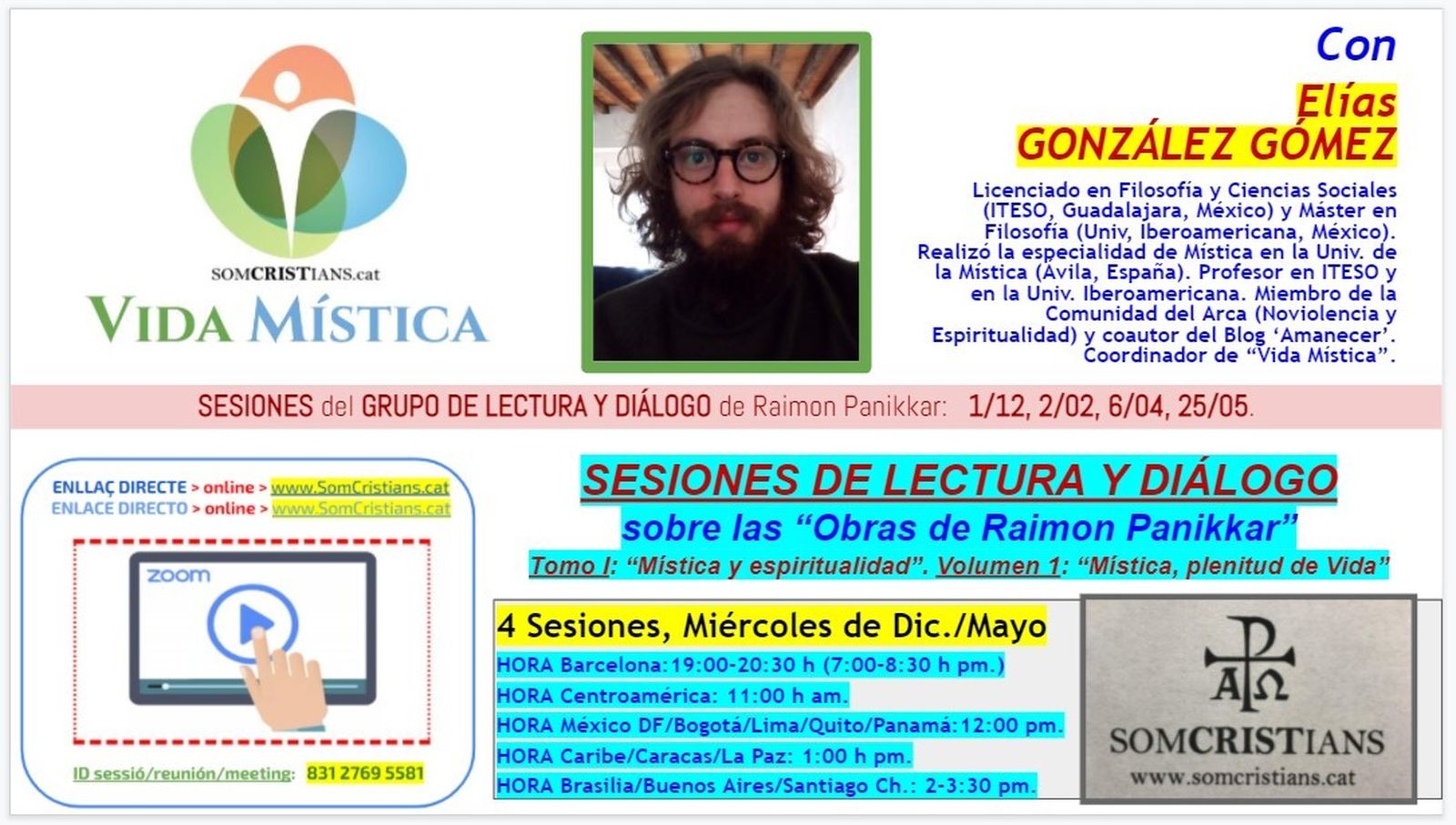 Cartel CAS Vida Mística Curso Elías González.