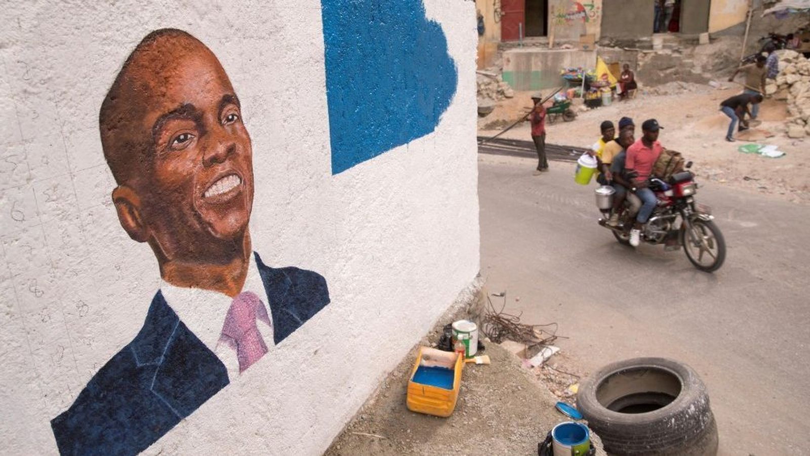 Mural con la imagen del presidente de Haití asesinado