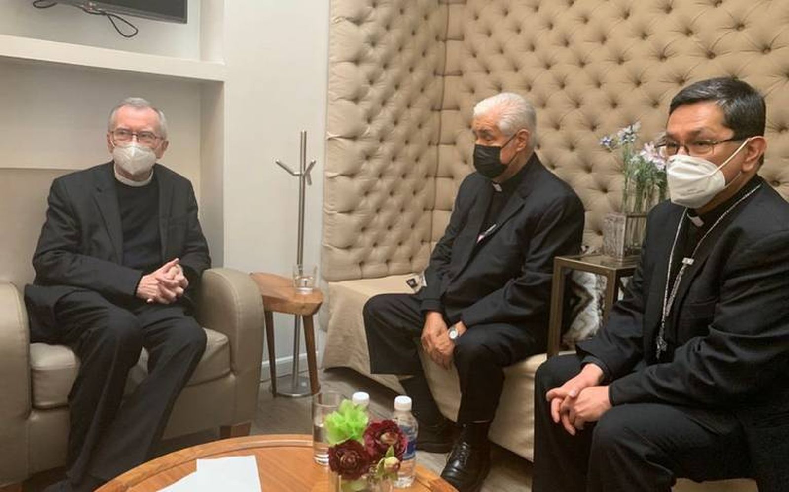 Pietro Parolin, Rogelio Cabrera López y Alfonso Miranda Guardiola