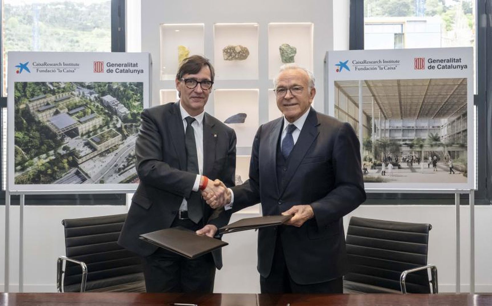 Salvador Illa e Isidro Fainé