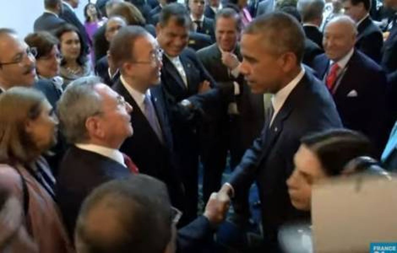 Barak Obama y Raúl Castro