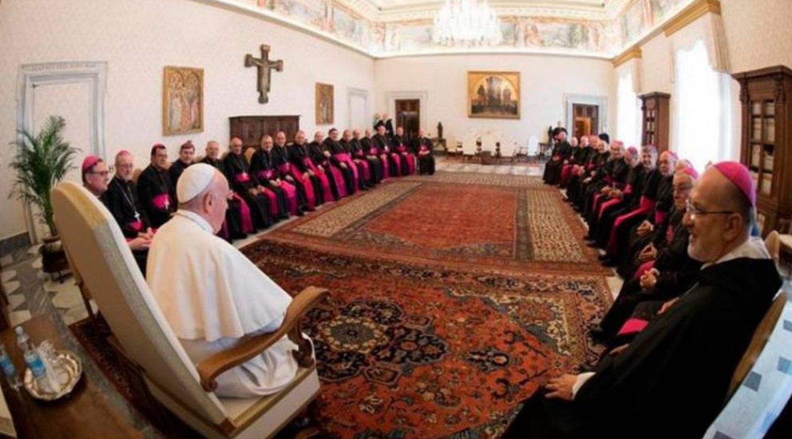 El Papa con los obispos argentinos durante la última visita ad límina