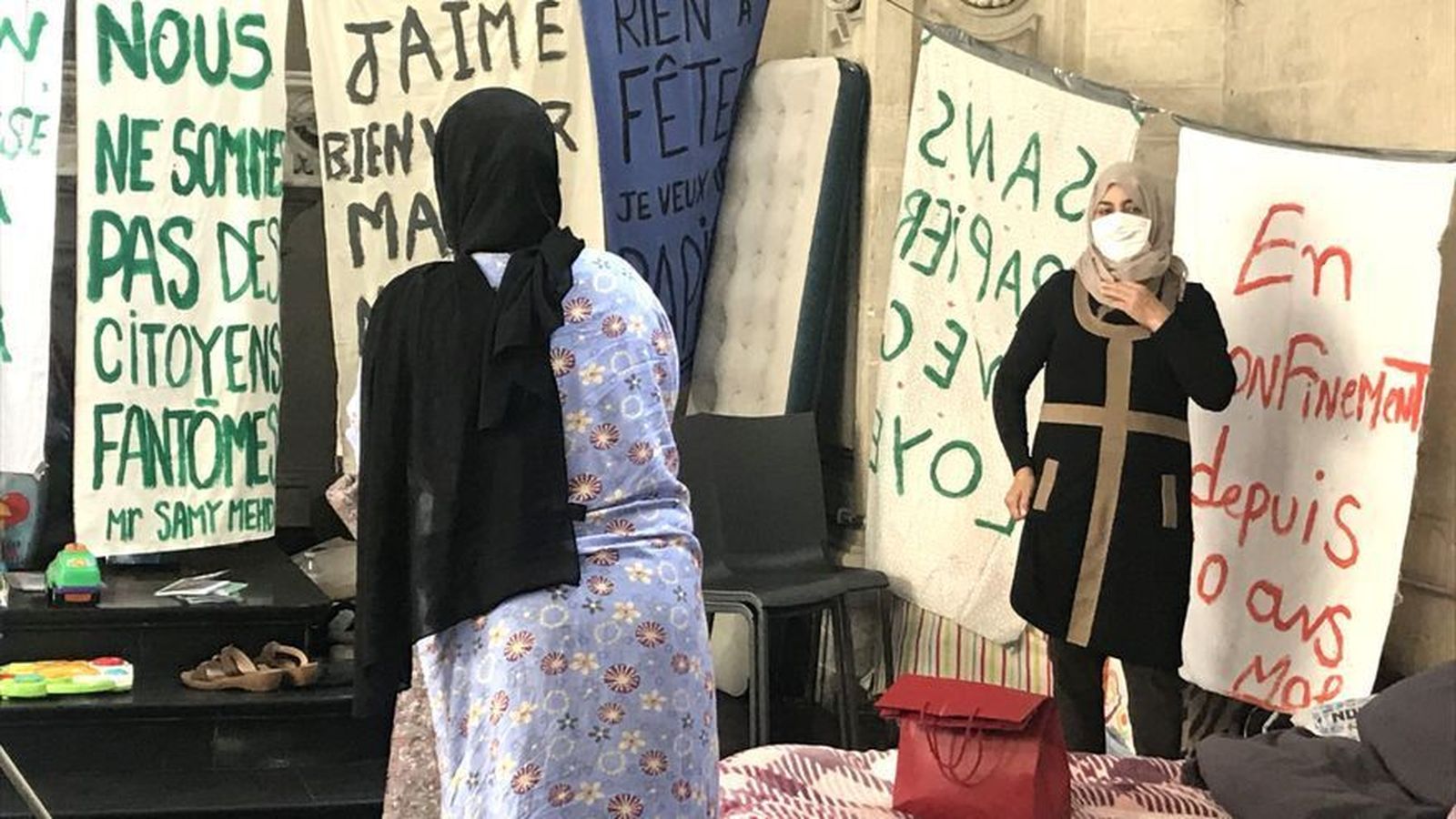 Refugiados en la iglesia de Bruselas