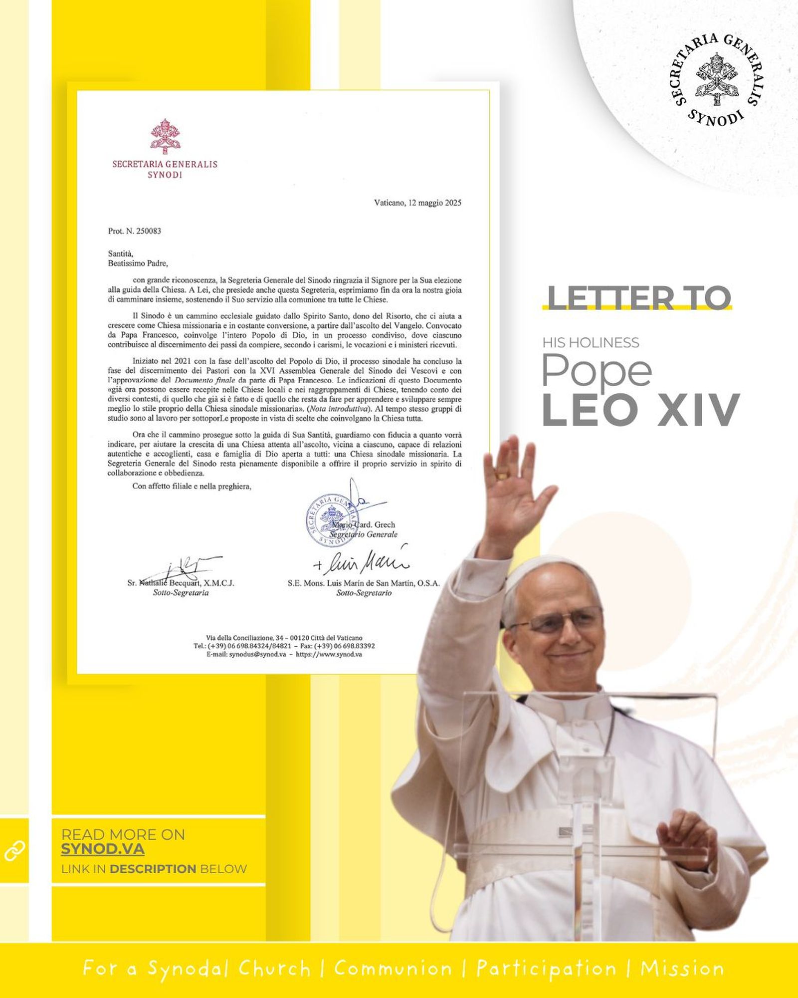 Carta del Sínodo al Papa