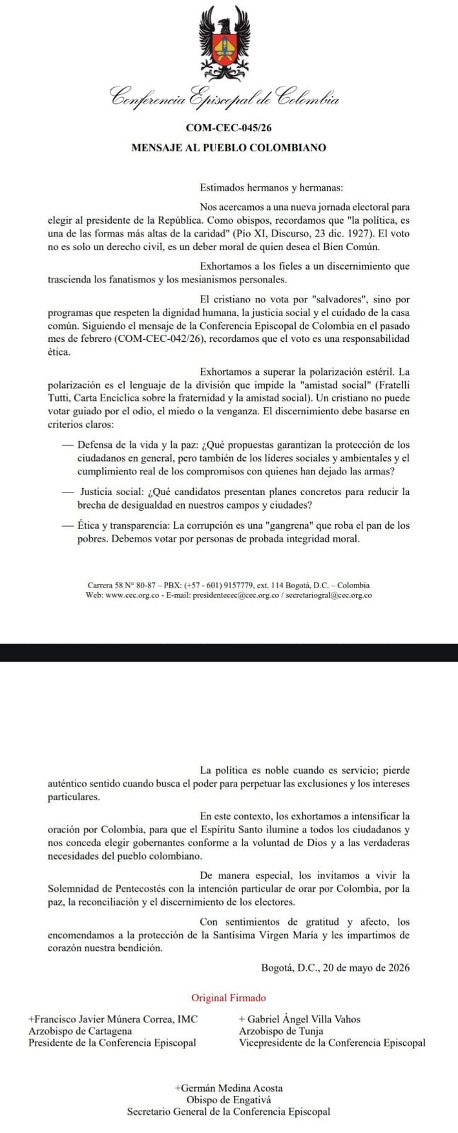 comunicado CEC del 20 mayo 2026