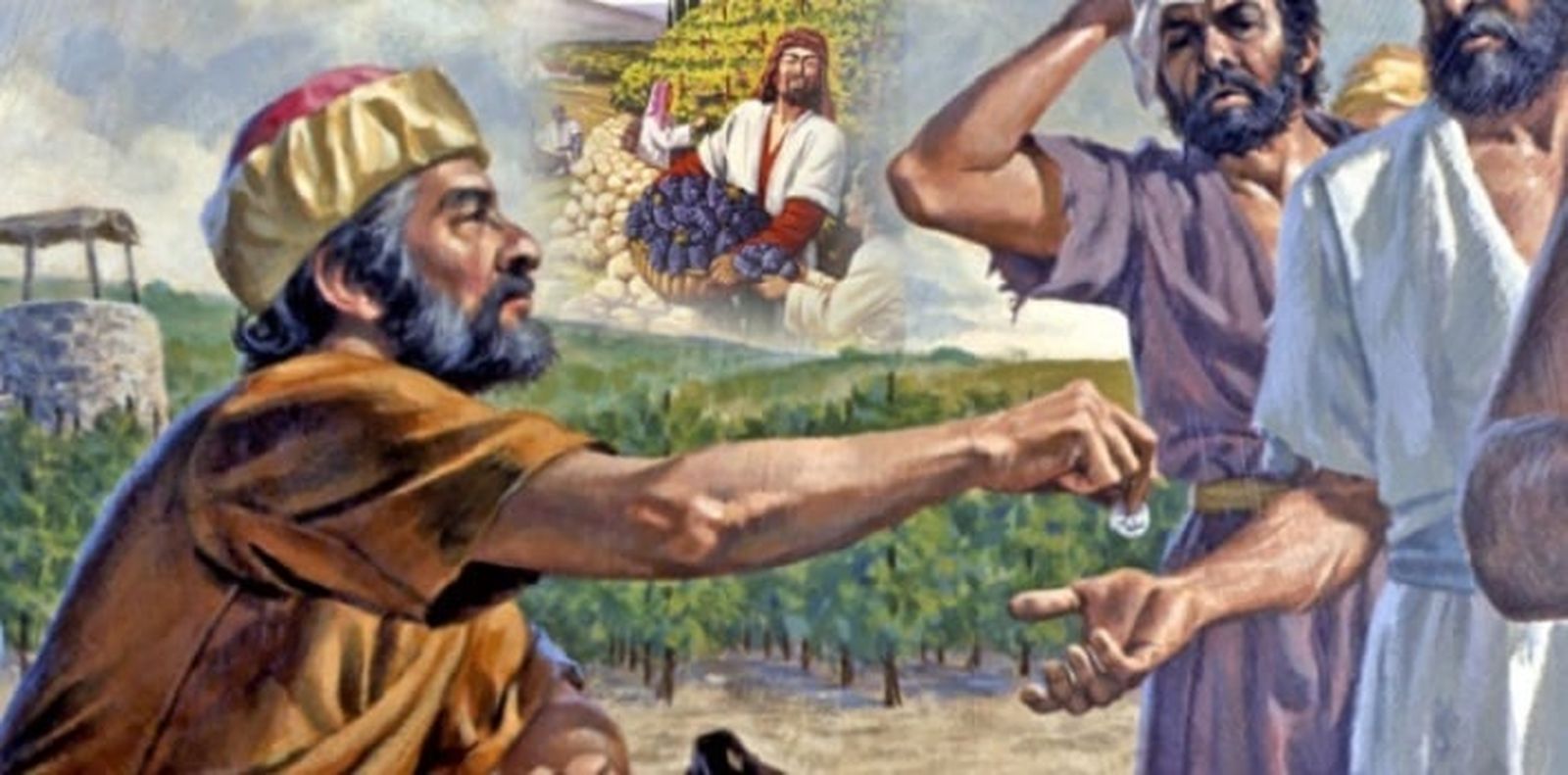 Padre e hijos en la viña