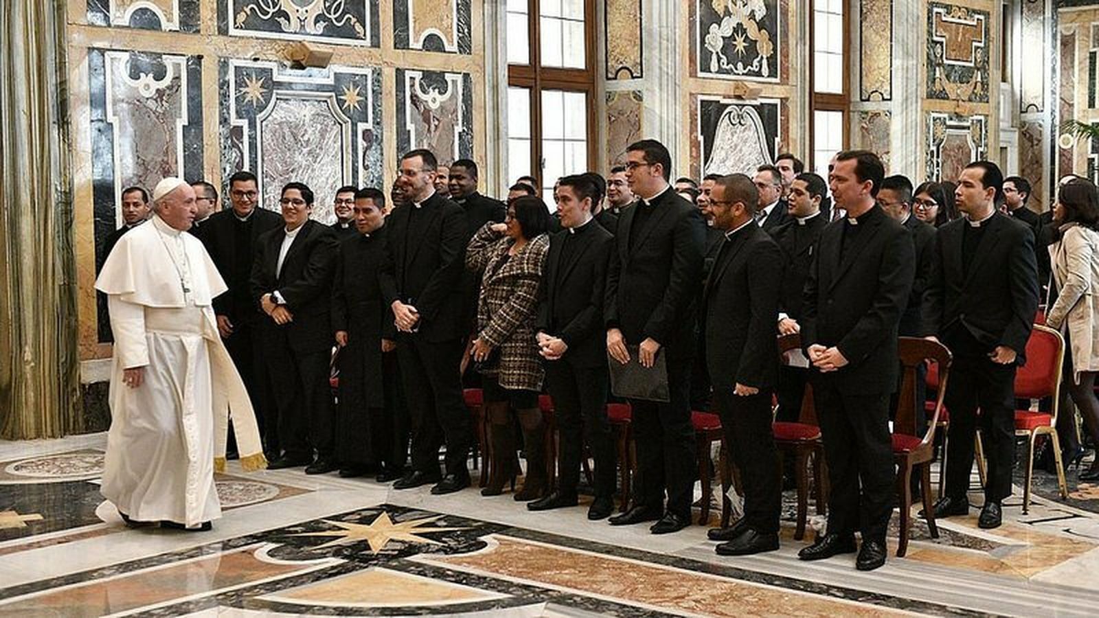 Francisco, hoy, con seminaristas del Colegio Pío Latinoamericano