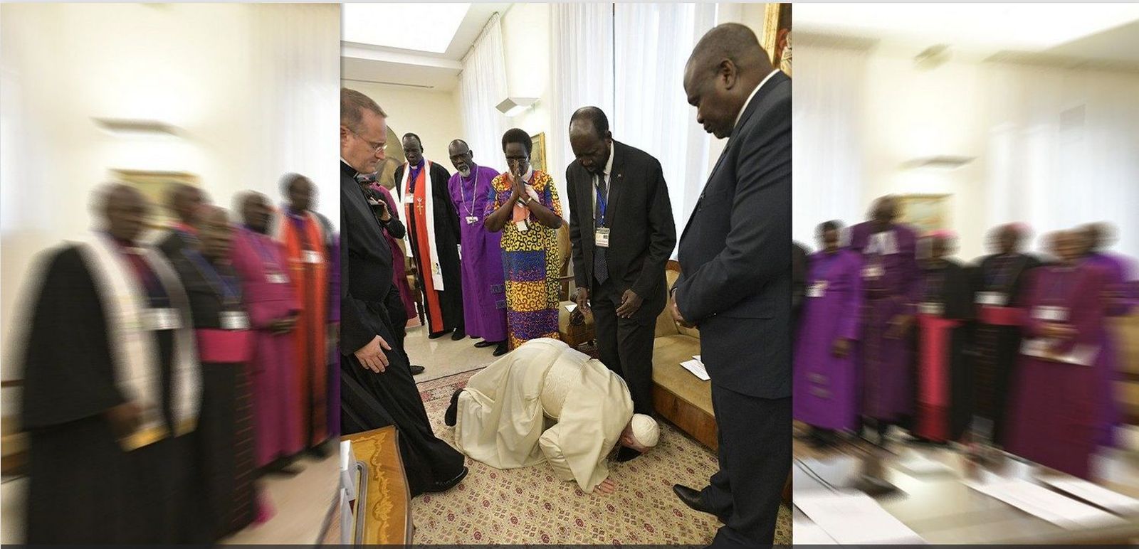 El Papa besa los pies de las autoridades de Sudán del Sur