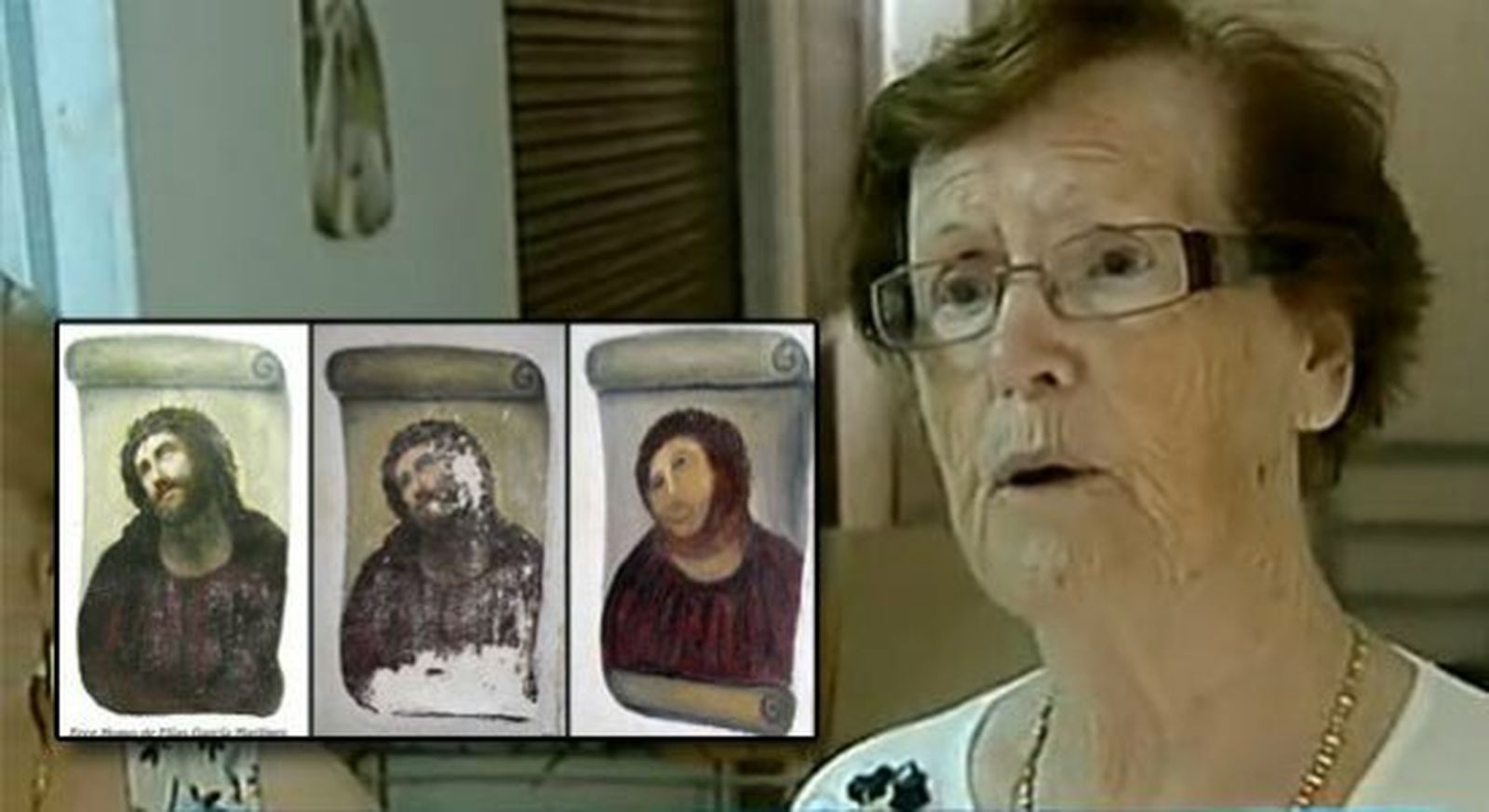 C. Giménez y el 'antes y después' de su restauración del Ecce Homo