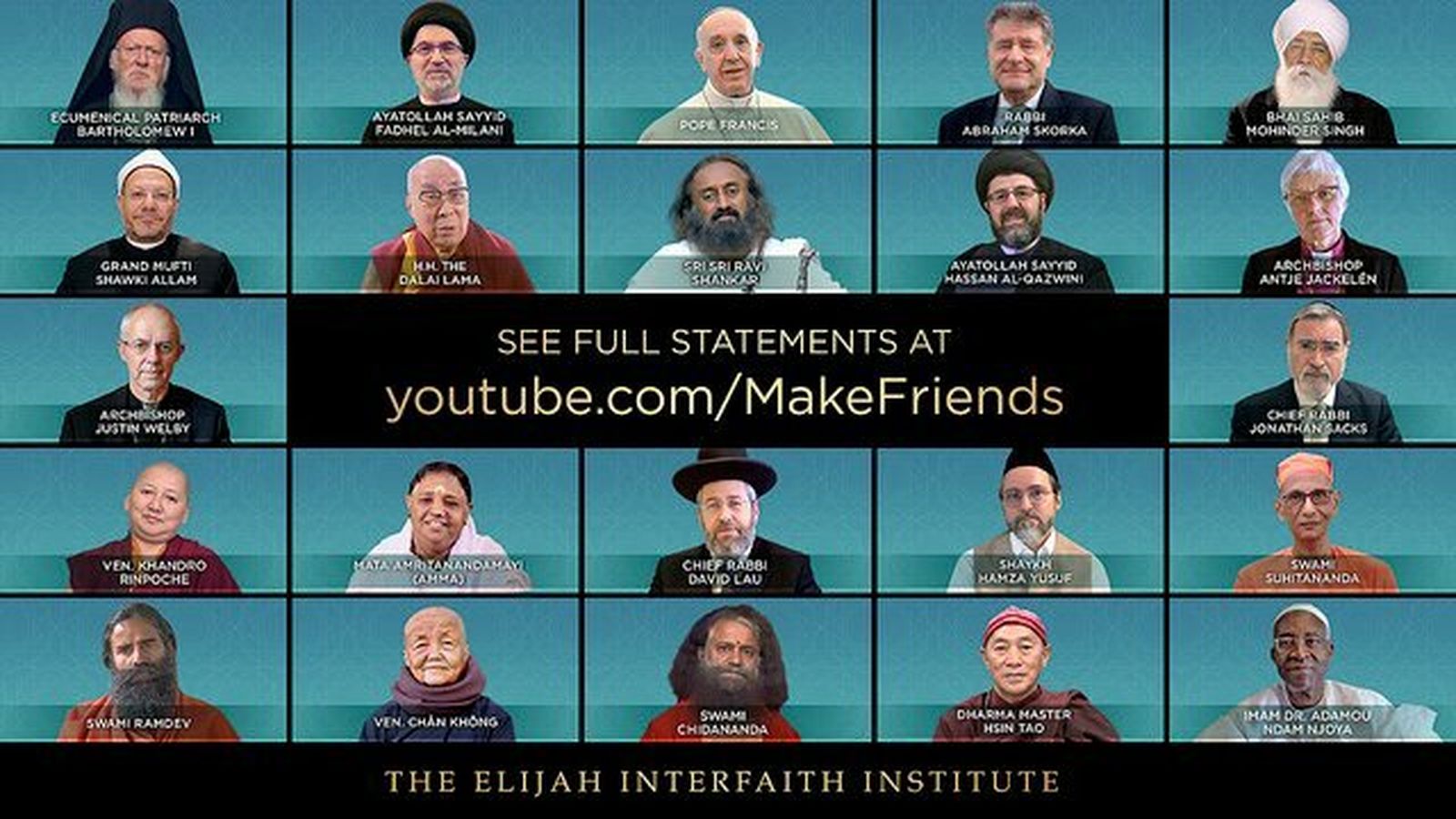 Líderes religiosos de todo el mundo aparecen en el vídeo "Make Friends"