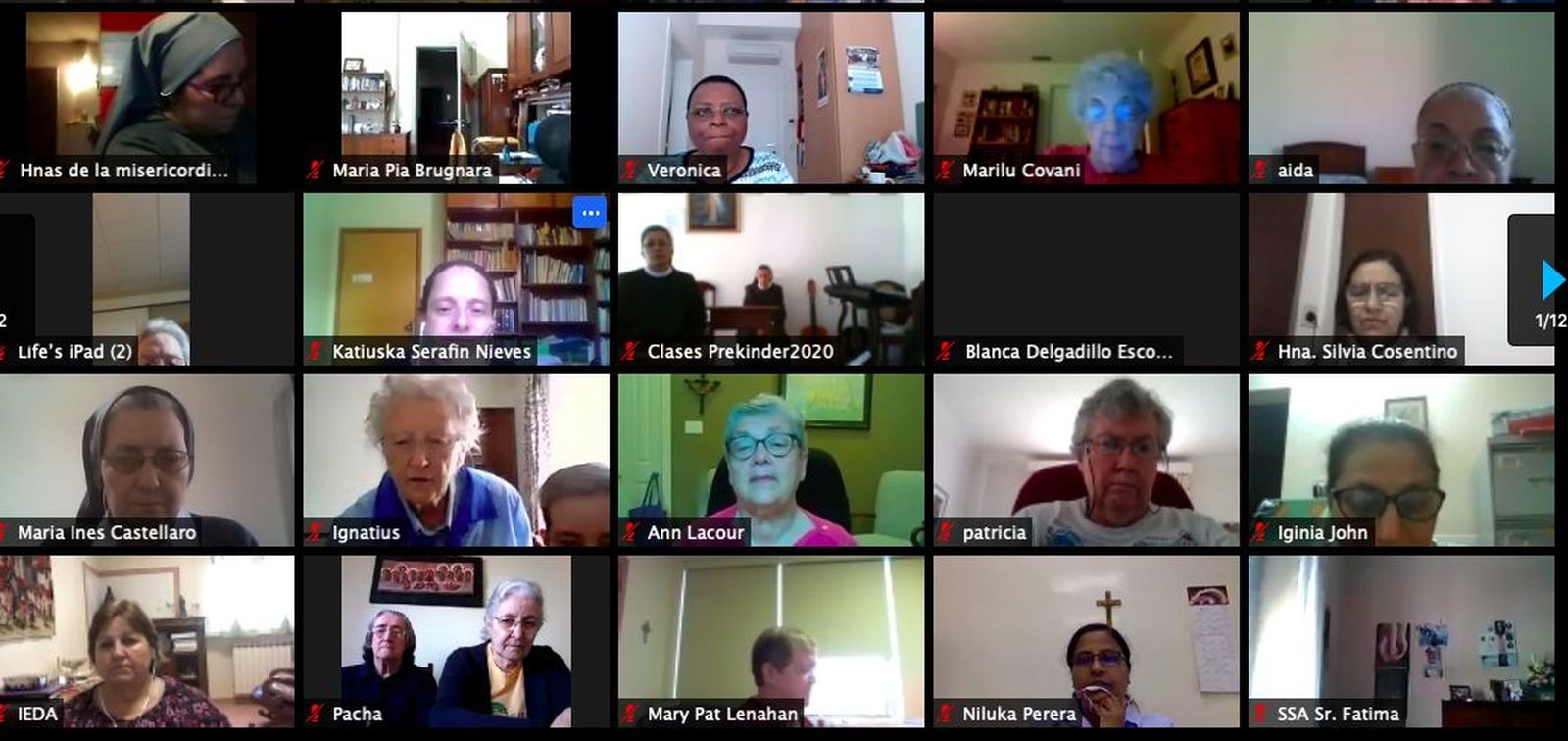 Participantes en la oración virtual