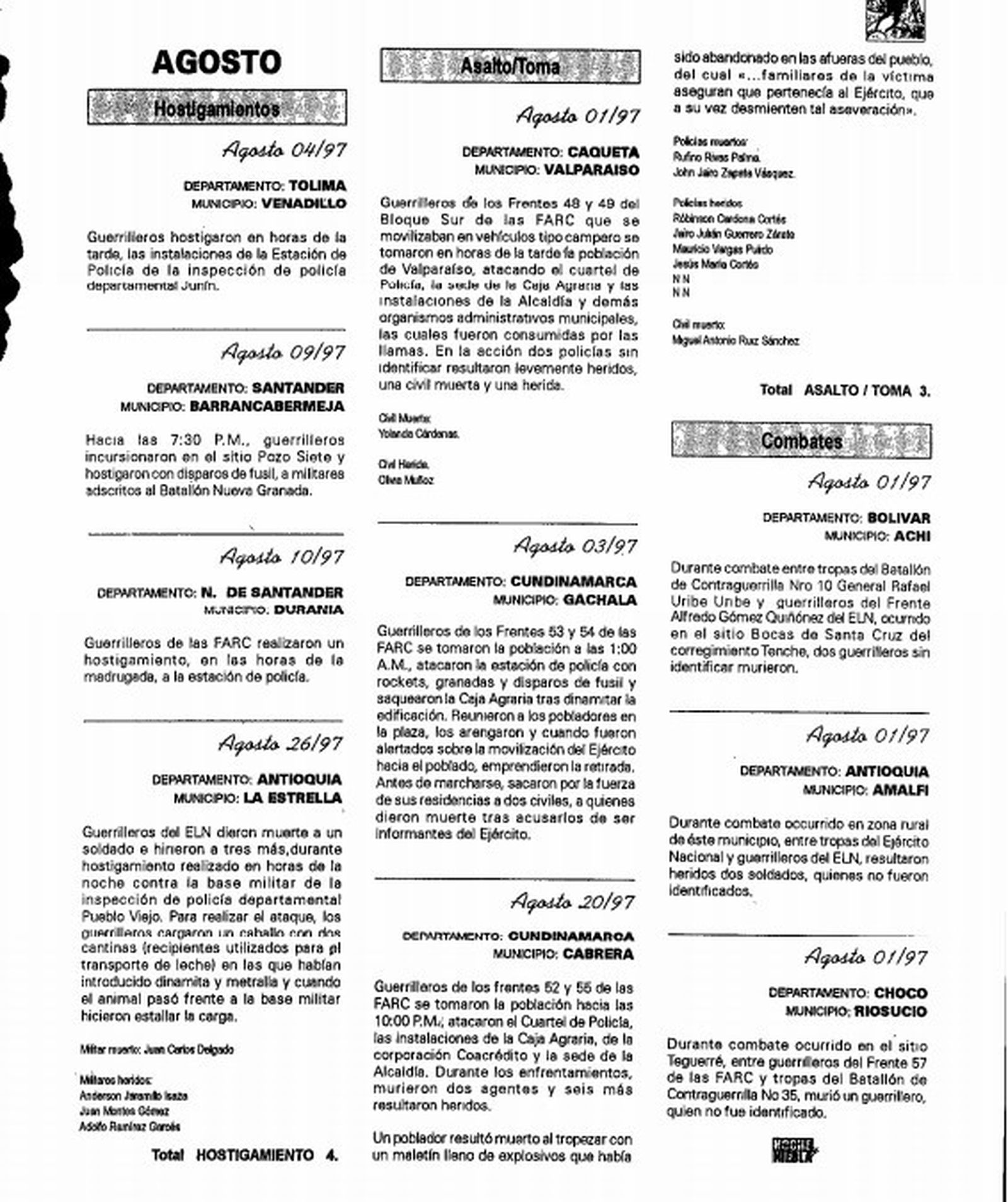 Colombia – Noche y niebla 5 – ago-sept 1997