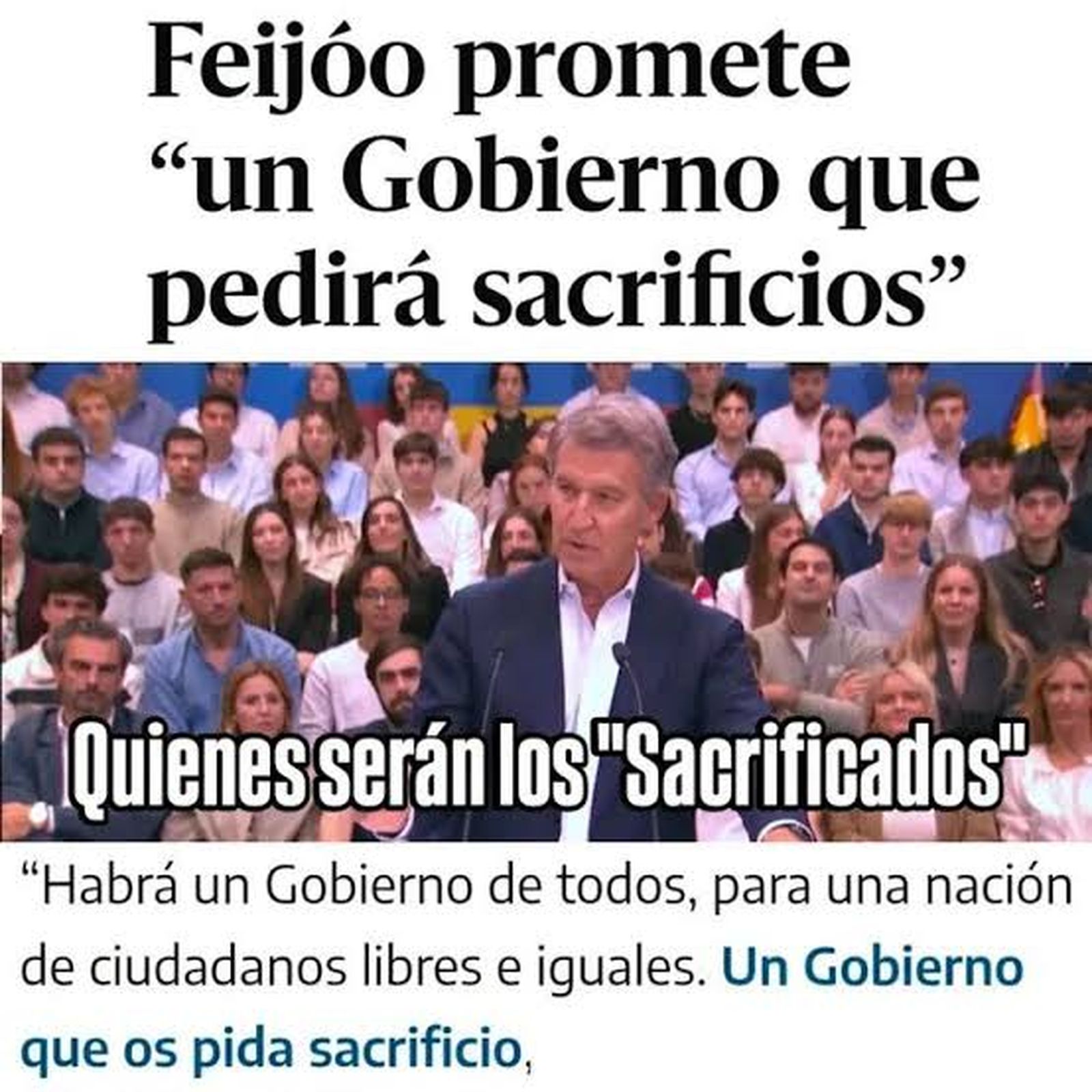 Feijóo pide sacrificios