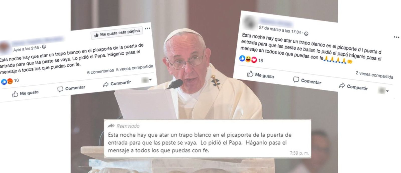 Maldito bulo: El Papa no ha pedido a los creyentes que aten un pañuelo blanco en la puerta 'para que la peste se vaya'