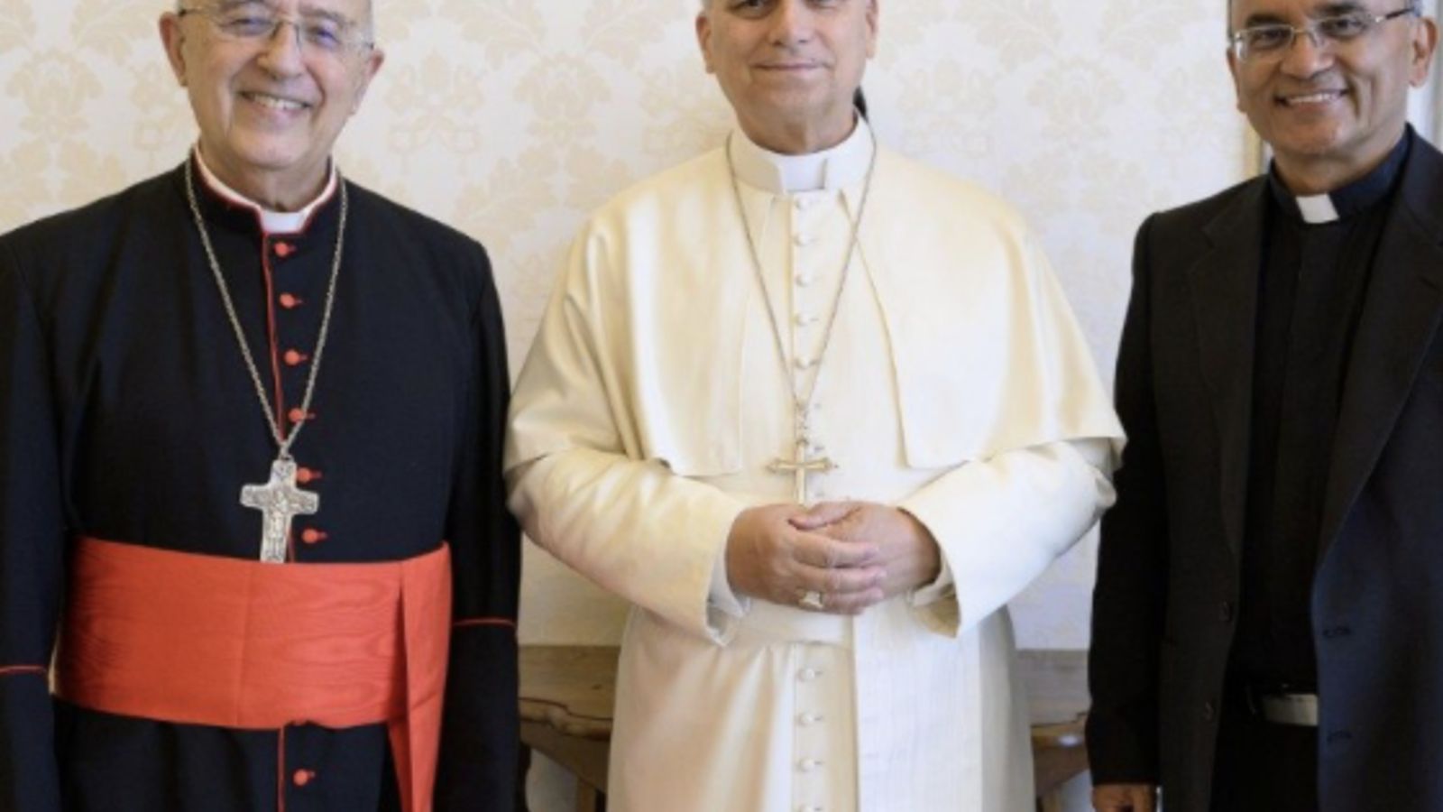 El cardenal Barreto y el jesuita Adelson Araújo con el papa León XIV