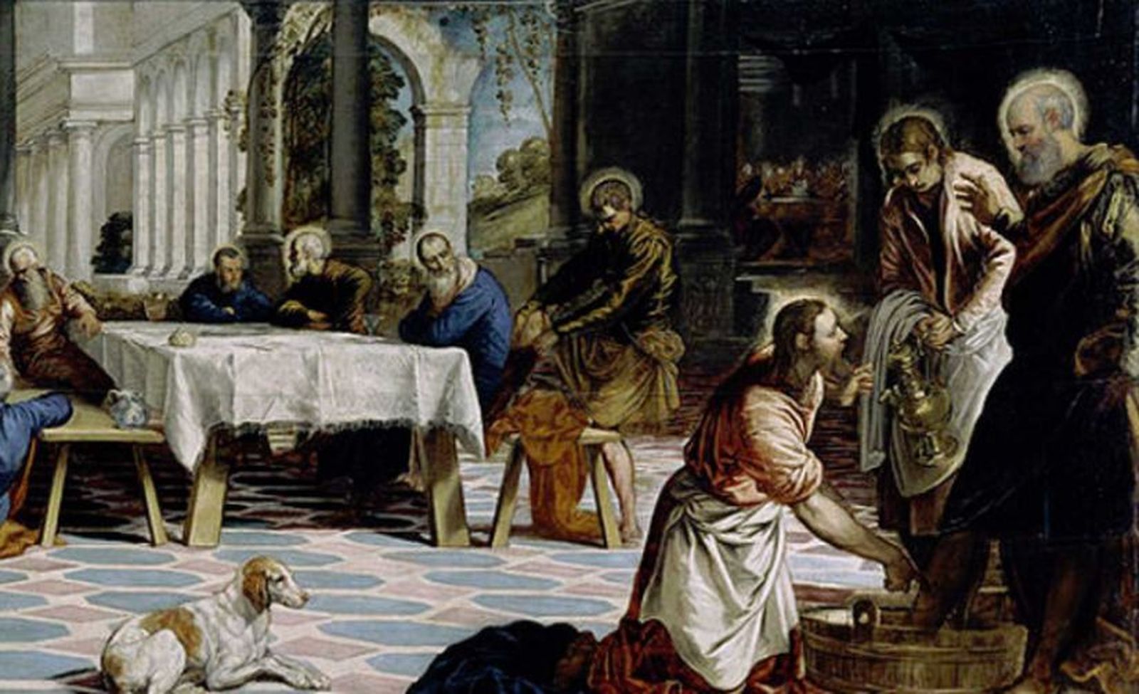 Detalle de 'El lavatorio', Tintoretto, en el Museo del Prado