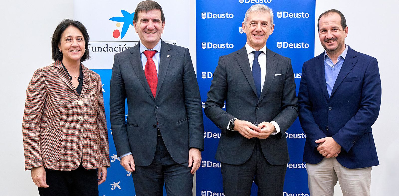 Ana Garibi Saenz de Burruaga (CaixaBank), Juan José Etxeberria, Juan Pedro Badiola eta Joseba Doistua (DeustoBide)