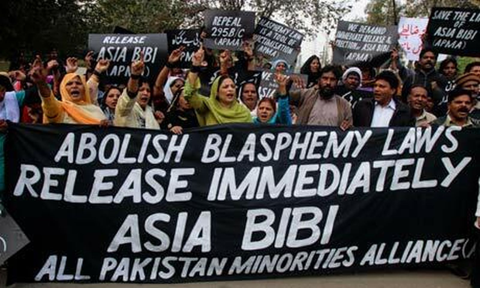 Manifestación por la liberación de Asia Bibi