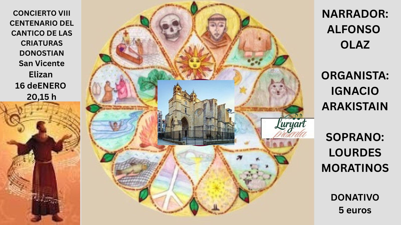 Concierto clausura VIII Centenario del Cántico de las Criaturas.  San Sebastian.16.01.2026
