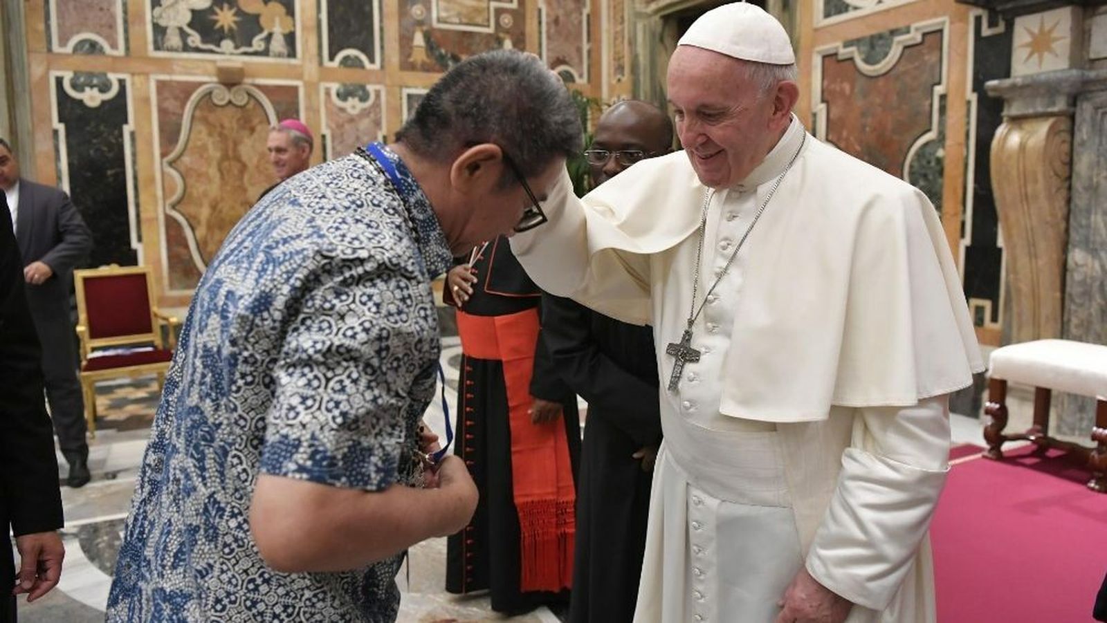 Francisco, hoy, en una audiencia con capellanes de aeropuertos