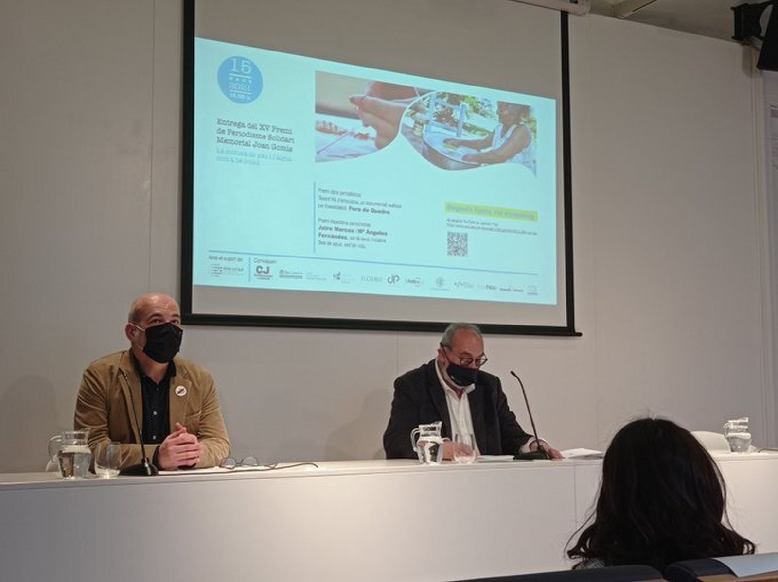 David Minoves y Eudald Vendrell, presentando el acto.