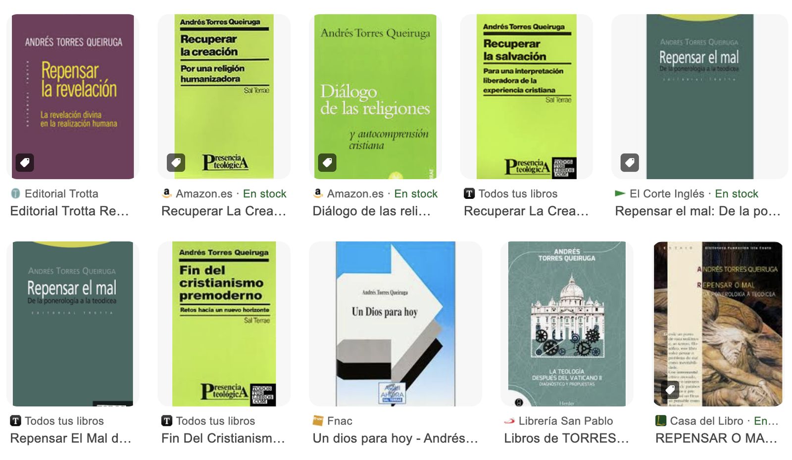 Algunos de los libros de Queiruga